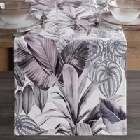 Kép 1/5 - Davos2 bársony asztalterítő egzotikus Fehér 40x140 cm