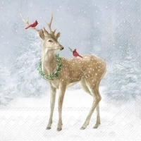 Kép 1/3 - Deer in snow őzikés szalvéta 3 rétegű 20 db/csomag - koktélszalvéta