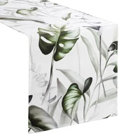 Kép 2/5 - Ellen bársony asztalterítő monstera Fehér 40x140 cm 1