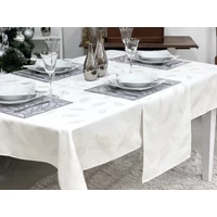 Kép 2/4 - Ezüst lurex asztali futó páfrány mintás 37x100 cm 1