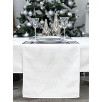 Kép 1/4 - Ezüst lurex asztali futó páfrány mintás 44x140 cm