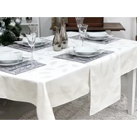 Kép 2/4 - Ezüst lurex asztali futó páfrány mintás 44x140 cm 1