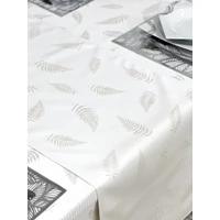 Kép 3/4 - Ezüst lurex asztali futó páfrány mintás 44x140 cm 2