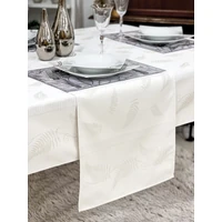 Kép 4/4 - Ezüst lurex asztali futó páfrány mintás 44x140 cm 3