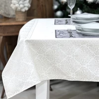 Kép 1/6 - Ezüst lurex asztalterítő barokk mintás 137x180 cm