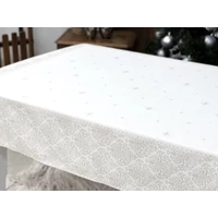 Kép 2/6 - Ezüst lurex asztalterítő barokk mintás 137x180 cm 1