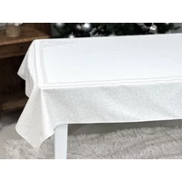 Kép 2/5 - Ezüst lurex asztalterítő karácsonyfa mintás 137x180 cm 1