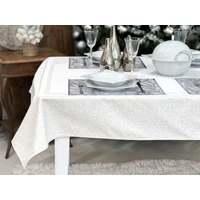 Kép 4/5 - Ezüst lurex asztalterítő karácsonyfa mintás 137x180 cm 3
