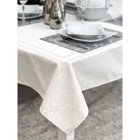 Kép 3/5 - Ezüst lurex asztalterítő karácsonyfa mintás 137x240 cm 2