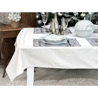 Kép 4/5 - Ezüst lurex asztalterítő karácsonyfa mintás 137x240 cm 3