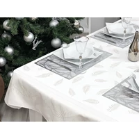 Kép 3/6 - Ezüst lurex asztalterítő páfrány mintás 137x240 cm 2