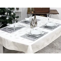 Kép 4/6 - Ezüst lurex asztalterítő páfrány mintás 137x240 cm 3