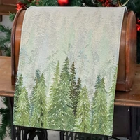 Kép 1/5 - Golden forest fenyőfás gobelin asztali futó 44x140 cm arany lurex