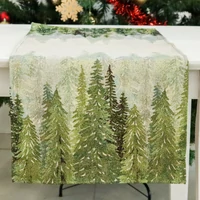 Kép 2/5 - Golden forest fenyőfás gobelin asztali futó 44x140 cm arany lurex 1