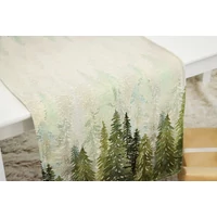 Kép 3/5 - Golden forest fenyőfás gobelin asztali futó 44x140 cm arany lurex 2