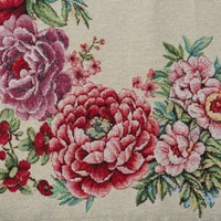 Kép 5/8 - Gria virágos gobelin asztalterítő Natúr 40x100 cm - 5 cm 4