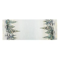 Kép 4/4 - Havas fenyőerdő gobelin asztali futó 44x140 cm ezüst lurex 3