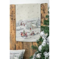 Kép 3/4 - Havas reggel karácsonyi gobelin asztali futó 37x100 cm ezüst lurex 2