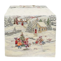 Kép 4/4 - Havas reggel karácsonyi gobelin asztali futó 37x100 cm ezüst lurex 3