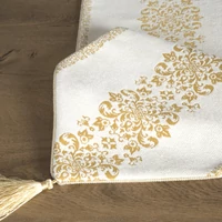 Kép 3/6 - Majorka elegáns asztali futó bojttal Fehér 30x120 cm 2