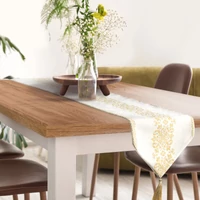 Kép 1/6 - Majorka elegáns asztali futó bojttal Fehér 30x180 cm