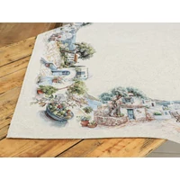Kép 4/6 - Mykonos mediterrán olivás gobelin asztalterítő 96x100 cm 3