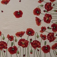 Kép 3/4 - Pipacsos gobelin asztalterítő Natúr 100x100 cm - 5 cm 2