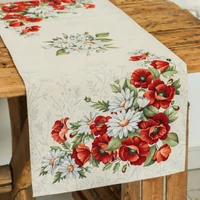Kép 2/4 - Pipacsos margarétás gobelin asztali futó 44x140 cm 1