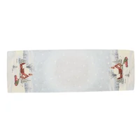 Kép 5/5 - Saint templomos piros autós gobelin asztali futó 44x140 cm ezüst lurex 4