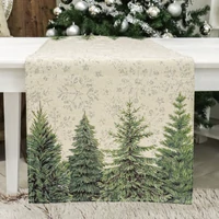 Kép 1/4 - Silver forest fenyőfás gobelin asztali futó 44x140 cm ezüst lurex