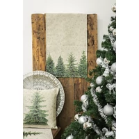 Kép 2/4 - Silver forest fenyőfás gobelin asztali futó 44x140 cm ezüst lurex 1