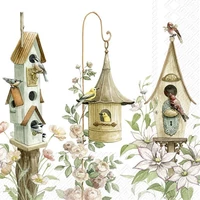 Kép 1/2 - Three birdhouses madárházas szalvéta 3 rétegű 20 db/csomag - koktélszalvéta