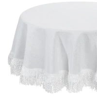 Kép 3/5 - Tina prémium terítő bolyhos rojtokkal Fehér 120 cm 1