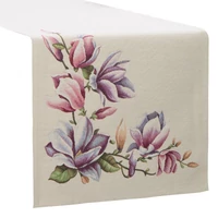 Kép 2/5 - magnolia-viragmintas-gobelin-asztali-futo-natur-40x100-cm-ures-hatterrel