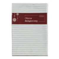 Kép 1/5 - karacsonyi-asztalterito-csikos-jacquard-anyagbol-fenyes-szallal-ezust-85-x-85-cm