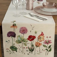 Kép 1/4 - mezei-viragmintas-gobelin-asztalterito-kremszin-45-x-140-cm-5-cm-hs425580
