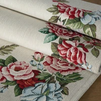 Kép 2/2 - gobelin-terito-zsenilia-fonalbol-piros-es-kek-viragokkal-natur-40-x-100-cm-5-cm-hs454407 1