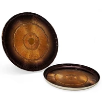 Kép 2/3 - bonita-dekorativ-uveg-tal-barna-narancssarga-33-x-33-x-3-cm-hs382925-hatter-nelkul