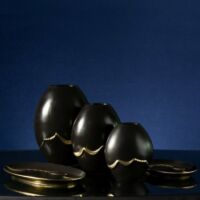Ebru2 dekoratív kerámia tál fekete/arany 35x20x3 cm