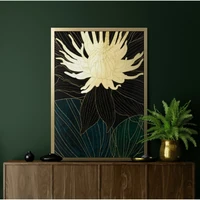 Kép 2/3 - viragos-novenyt-abrazolo-falikep-484a-zold-arany-53-x-73-cm-hangulatkep
