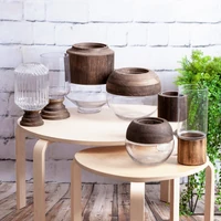 Kép 3/4 - grace1-02-dekorativ-gyertyatarto-uvegbol-es-fabol-feher-barna-15-x-26-cm-hs396848-hangulatkep