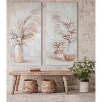 Kép 3/3 - viragos-novenyt-abrazolo-kezzel-festett-falikep-497a-bezs-60-x-120-cm-hs408519 2