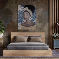 Kép 2/3 - noi-portret-abrazolo-kezzel-festett-kollazs-falikep-506-kek-arany-90-x-120-cm-hangulatkep