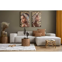 Kép 2/3 - noi-portret-abrazolo-kezzel-festett-falikep-kerettel-517b-fekete-arany-60-x-100-cm-hangulatkep