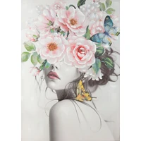 Kép 1/3 - noi-portret-abrazolo-kezzel-festett-falikep-461b-rozsaszin-70-x-100-cm