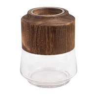 Kép 1/2 - grace1-03-dekorativ-vaza-uvegbol-es-fabol-feher-barna-14-x-20-cm