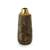 Kép 1/5 - emmi-05-keramia-vaza-fekete-arany-13-x-13-x-30-cm