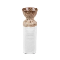 Kép 1/6 - erina-keramia-vaza-feher-barna-13-x-13-x-35-cm