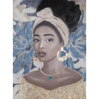 Kép 1/3 - noi-portret-abrazolo-kezzel-festett-kollazs-falikep-506-kek-arany-90-x-120-cm