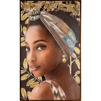 Kép 1/3 - noi-portret-abrazolo-kezzel-festett-falikep-kerettel-517b-fekete-arany-60-x-100-cm